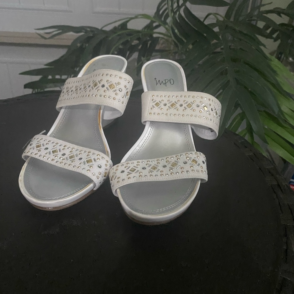 Impo White Sandals with Gold Accents